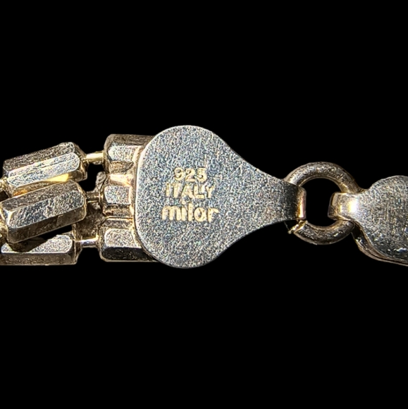 Milor Italy 925 Sterling Silver 3-Strand Bar-Link Bracelet - Picture 5 of 8